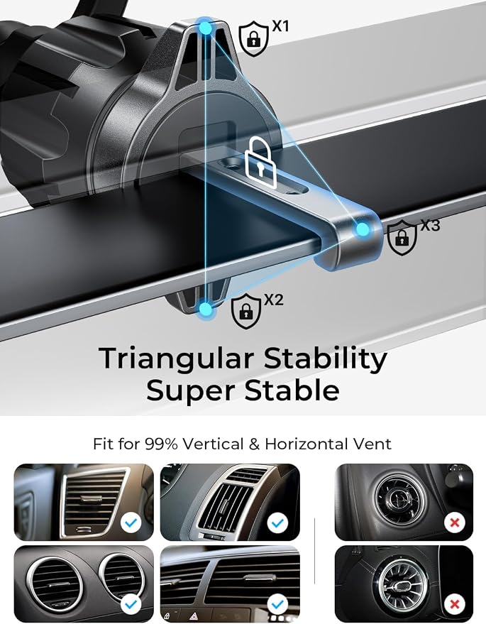 LISEN for MagSafe Car Phone Mount -Strong Magnets Magnetic Phone Holders for Your Car 2-in-1 Vent Dashboard Magnet Cell Phones Holder Mounts Car Accessories Gitfs for Men Women fit iPhone, CarbonFiber
