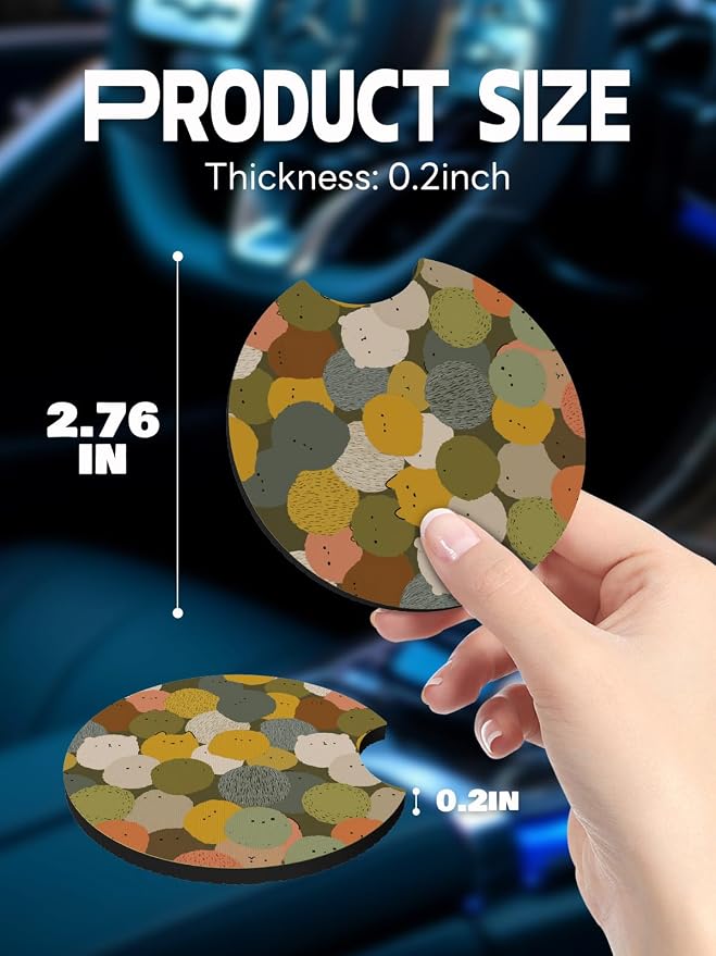 WOCOCN Car Coasters,Cup Holder Coasters for Car,2.75inch Anti Slip and Absorbent,Cute Automotive Interior Accessories for Cup Holder,Pack of 2 (Novelty)