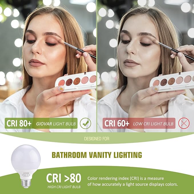 8-Pack G25 LED Globe Light Bulbs, Daylight 5000K, 120V 40W Equivalent LED Vanity Light Bulbs for Bathroom Mirror, E26 Base, Non-Dimmable