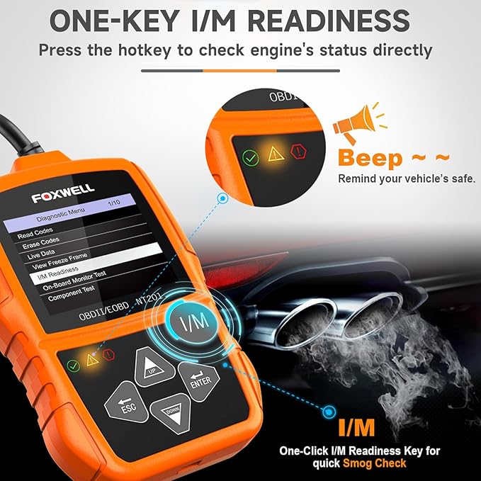 FOXWELL NT201 OBD2 Scanner Code Reader for Cars and Trucks - Reset Check Engine Light, Read and Clear Fault Codes, Live Data Diagnostic Tool for All Cars Since 1996