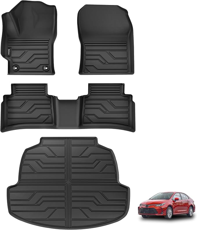 KARPAL Floor Mats for Toyota Corolla 2020-2026 Sedan/Sedan Hybrid (Not for Hatchback and Cross), Custom Fit All Weather TPE Floor Liners, 1st & 2nd Row & Cargo Liner, Corolla Accessories