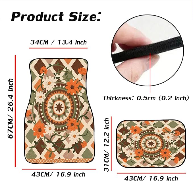 Car Floor Mats Non-Slip Automotive Floor Mats All-Weather Front Rear Car Floor Foot Mat Sets of 4 Pieces Foot Mats Rugs Carpet for Car Trucks SUV Sedans (Orange)