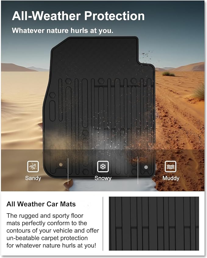 Kiwi Master Floor Mats for 2009-2018 Dodge Ram 1500 Quad Cab | 2019-2024 Ram 1500 Classic Quad Cab, Custom Fit All Weather Car Mat, Heavy Duty TPE Floor Liners, Front Rear 2 Row Set, Black
