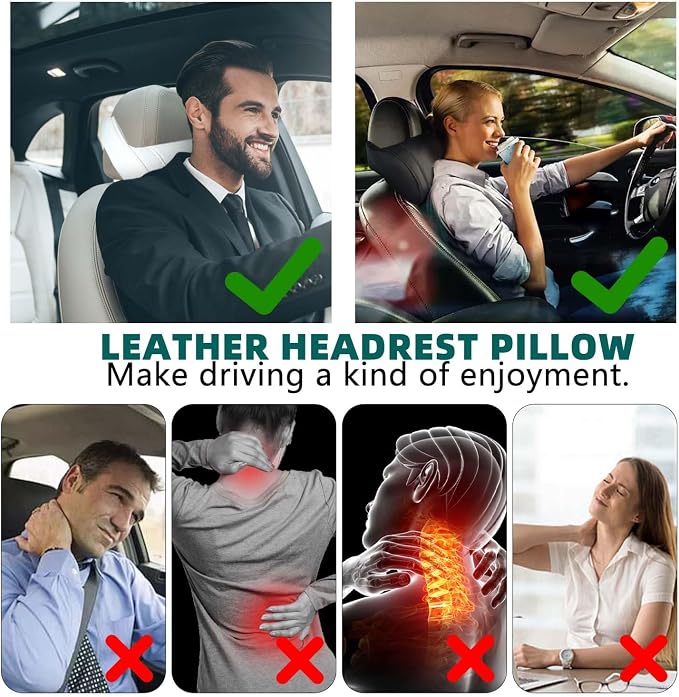 TOPABYTE Car Neck Pillow for Tesla Model 3 Model Y Model S Model X Cybertruck and Most Cars, Memory Foam Ergonomic Design Seat Neck Support Headrest, 2 Pieces, White
