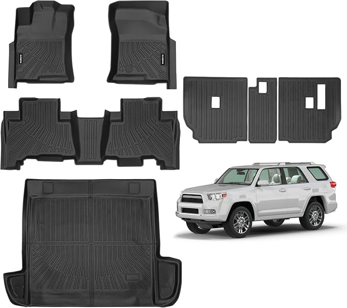 Naibeve Floor Mats for 2010-2012 Toyota 4Runner | All Weather Custom Fit Floor Mats, Cargo Mat, Backrest Mats Interior Protector accessories