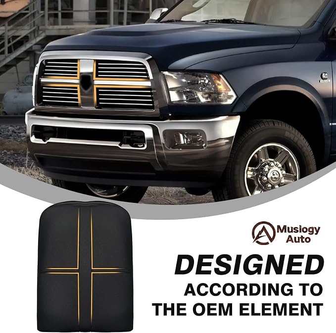 Muslogy Center Console Armrest Cover Fit for Dodge Ram1500/2500/3500 2002-2012 Accessories, Comfort Armrest Pad Console Lid Cushion Vegan Leather 1-Inch Extra Thick(Jump Seat ONLY)