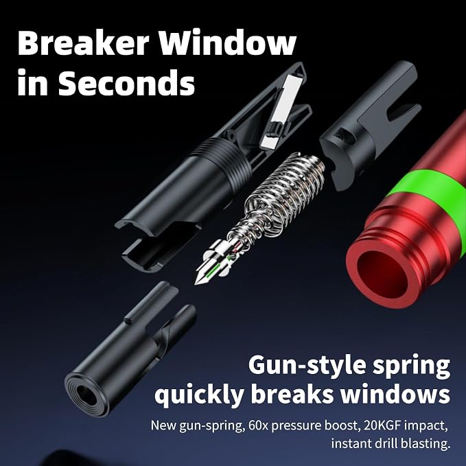 Car Window Breaker and Seatbelt Cutter Keychain,2 in 1 Safe Hammer Glass Break Underwater,Safety Automotive Emergency Escape Tool (2, redblack)
