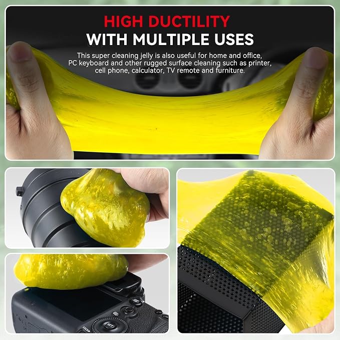 Auto Dynasty 2024 Universal Home/Office Keyboard/Interior Car Air Vent Auto Detailing Car Slime Cleaner Dust Cleaning Removal Gel Putty Jelly, Yellow