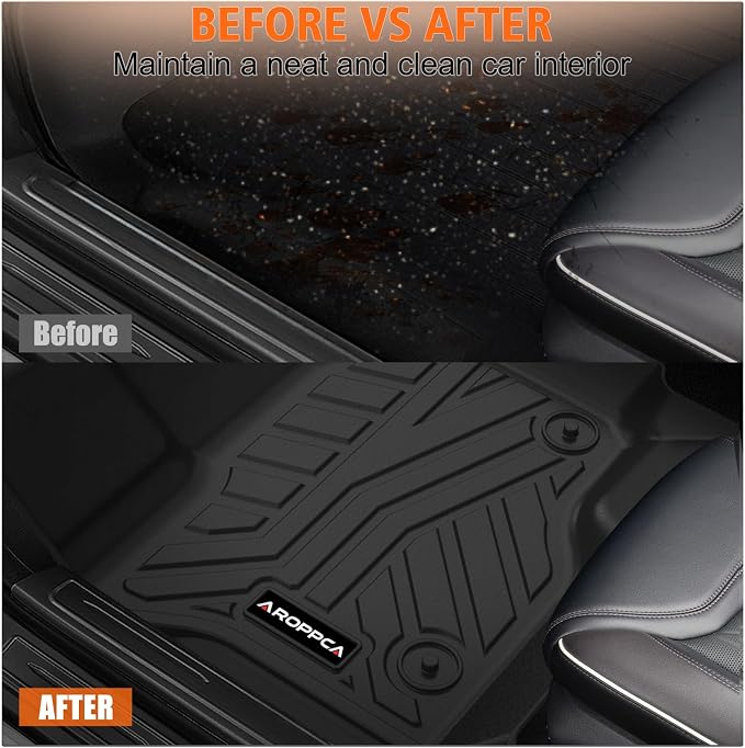 All Weather Floor Mats for Ford F150/F-150 2015-2025 SuperCrew Cab | TPE Rubber Floor Liners Anti-Slip Full Set Automotive Mats for 2025 Ford F-150 (Includes 22-24 Lightning Models) Accessories