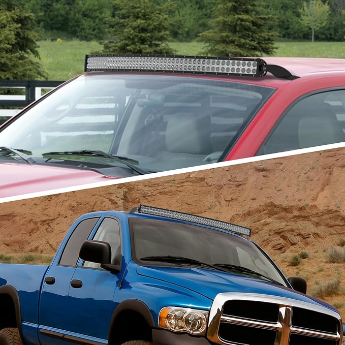 Nilight 52 inch Curved LED Light Bar Bracket Mounting Upper Windshield Roof Cab Brackets Compatible with 2002-2008 Dodge RAM 1500 and 2003-2009 RAM 2500 3500