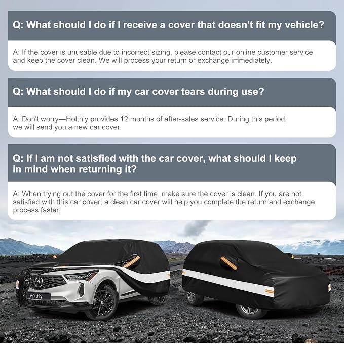 10 Layers SUV Car Cover Custom Fit for Acura RDX (2006-2026), Waterproof All Weather for Automobiles, Outdoor Full Cover Sun Dust Rain Protection with Cotton. Black