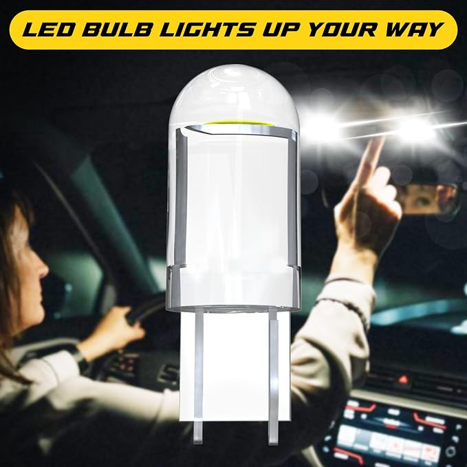 Spurtar 30PCS 194 LED Bulb 6000K White 168 W5W 2825 194 T10 LED Bulb Wedge COB Replacement Bulbs Error Free for Dome Map Door Courtesy Trunk Parking License Plate Lights etc.