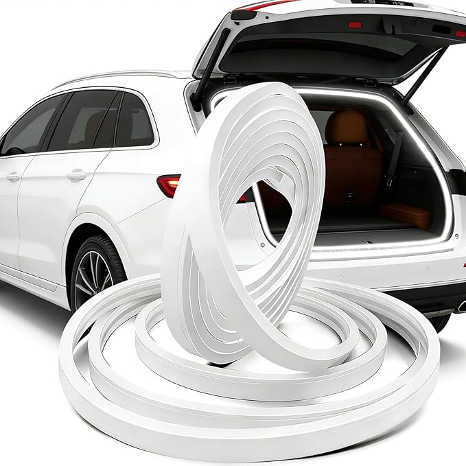 DIBMS 177" Car Trunk LED Light Interior Kit, Starting Streamer Scanning Magnetic Sensing White Ambient Lighting Strip Silicone Waterproof 12V Universal Auto Parts LED Lights for Cars