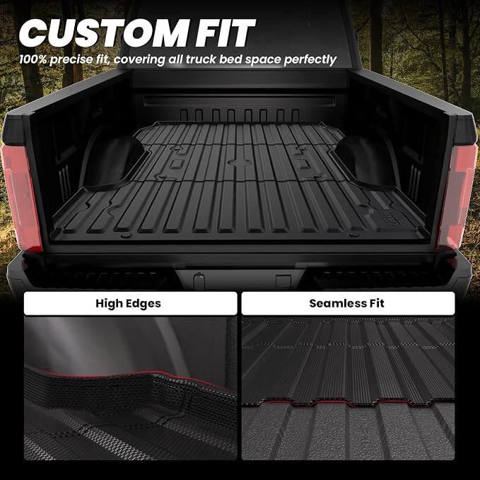 LASFIT Bed Mat 8' for Ford F250/F350/F450 2017-2026 Super Duty | 96" Truck Bed Liner, All Weather TPE Car Bed Mat for F-250 F-350 F-450, 1PC Black