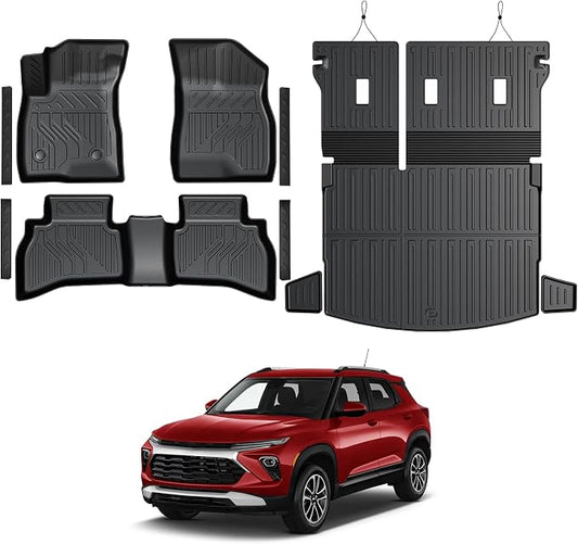 Floor Mats for Chevy Trailblazer AWD 2021-2026, All Weather Floor Mats Trunk Cargo Liner with Backrest Protectors and Door Sill Guards Accessories, Full Coverage Set