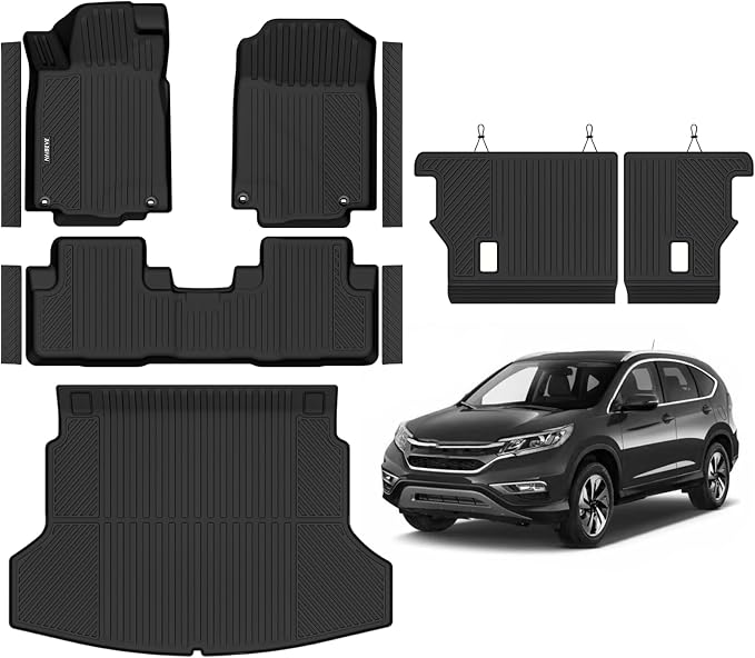 Naibeve Floor Mats for 2012-2016 Honda CRV | All Weather Custom Fit Floor Mats, Cargo Mat, Backrest Mats, Door Sill Guards Interior Protector accessories
