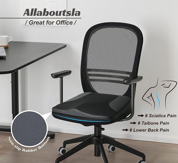 Allaboutsla Car Seat Cushion, Car Seat Cushions for Long Driving | Comfortable Memory Foam Driver Seat Cushion, Automotive Seat Cushions, Butt Pillow for Car,Truck, Office Chair, Black
