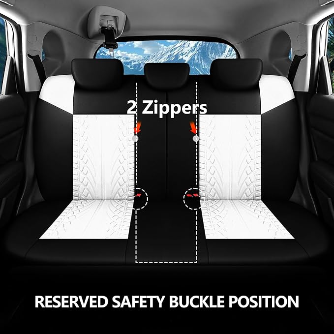 HChengkikz Car Seat Cover, Cloth and Washable (Black + White) | Breathable, Airbag compatible, Easy to Install, Universal Fit for Most Cars, Sedans, Truck, SUVs