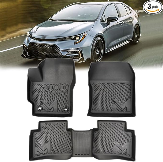 TPE Automotive Floor Mats Custom for 2020-2026 Toyota Corolla(Include Hybrid Exclude Hatchback), All Weather Cover Protection Waterproof Black Floor Liner Front & Rear Row Full Set Car Mats, 3PCS