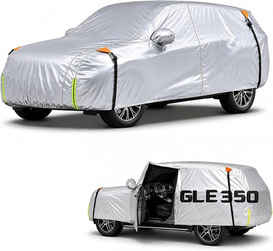 Wigoo Mercedes Benz GLE-Class Car Cover Accessories 2015-2026, Custom Fit Waterproof All Weather Outdoor Full SUV Cover, Windproof Sun UV Rain Snow Dust Protection, Door Zipper, Reflective Strips