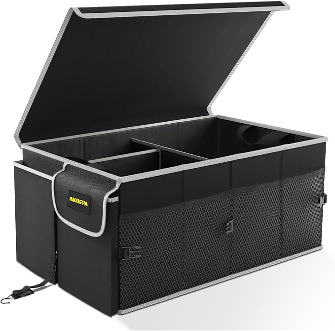 MIKKUPPA Car Trunk Organizer - 65L Collapsible Trunk Organizer with Lid, Sturdy Car Storage for SUV Auto Truck Van with Adjustable Straps and Non Slip Bottom