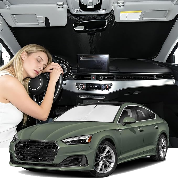 Windshield Sunshade for Audi A5 2018-2025 Sun Shade 4 Layers | Car Windshield Accessories Upgrade Blocks UV Rays Custom Fit A5 240T Car Window Shades Front Windshield Keep Cool Foldable
