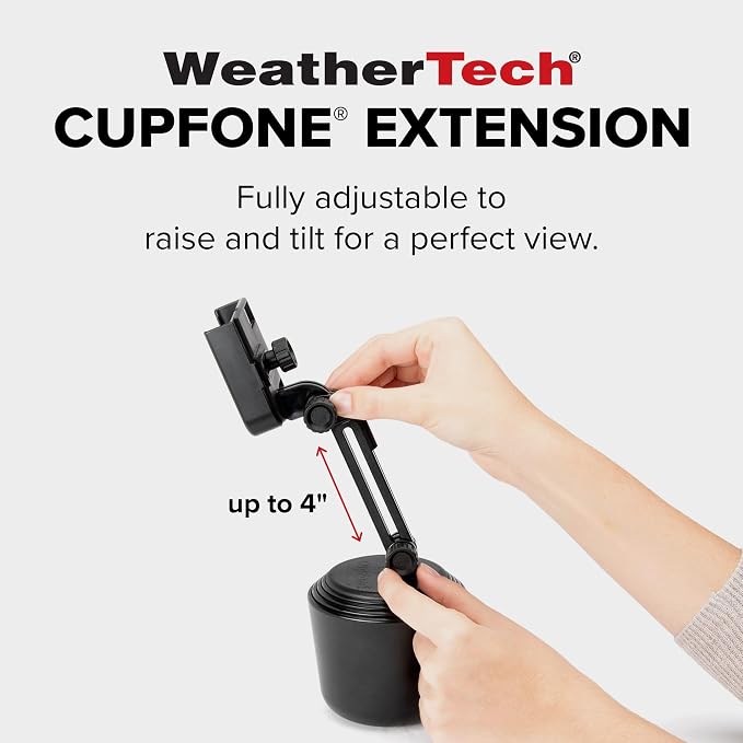 WeatherTech CupFone with Extension – Adjustable, Universal Cup Holder Cell Phone Mount Car & Truck Accessory – Best Design for iPhone & Smartphone Charging – Graphite Metal Knobs