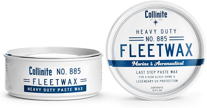 Collinite 885 Fleetwax-Marine & RV Heavy Duty Carnauba+Polymer Wax Sealant-Ultra Durable, Long-Lasting Fiberglass Protection. Provides High Gloss Shine + UV Protection + Prevents Oxidation (12 fl oz)
