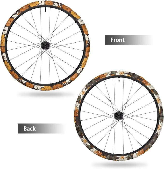 Hippie Flowers Wheelchair Decorations Floral Neoprene Wheelchair Wheel Covers Comfortable Accessories Tyre Covers