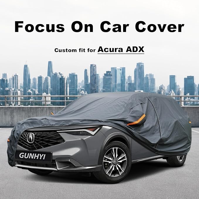 GUNHYI Premium Car Cover Custom Fit Acura ADX, 16 Layers Heavy Duty Car Cover Waterproof All Weather with Zipper Door for Sun Rain Snow Dust Uv Protection