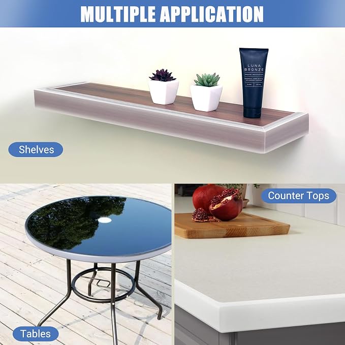 Clear Rubber Edge Trim, Self-Adhesive Flexible Edge Guard, U Shaped Edge Banding, Peel and Stick 2"(50mm) Wide Size U Shaped Protector, Baby Proof Guards for Wood, Furniture, 20Ft