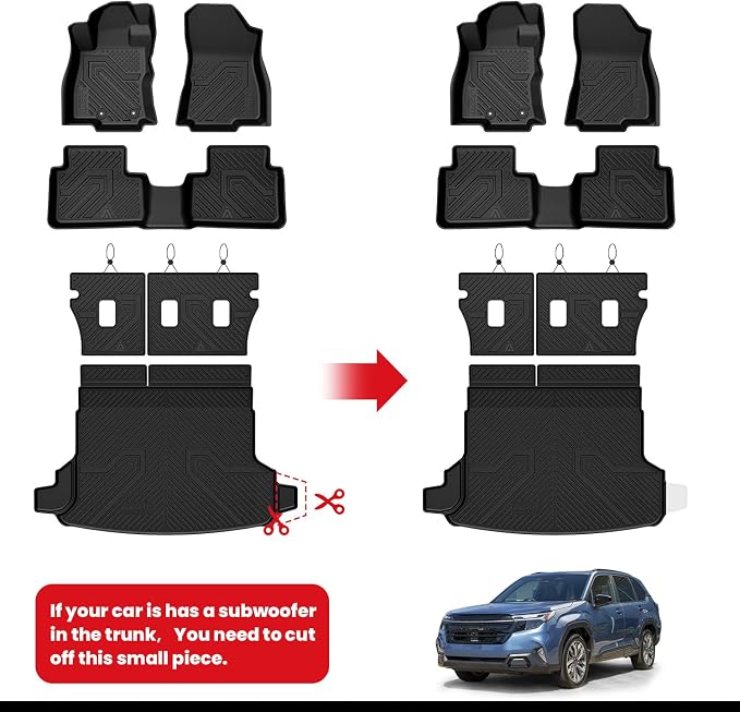 LASFIT Floor Mats & Seatback & Cargo Mats for Subaru Forester 2025-2026 (Not Fit Hybrid & 2025 Wilderness), All Weather TPE Custom Fit Floor Liners for Forester 2025-2026 Gas Backrest and Trunk Mat