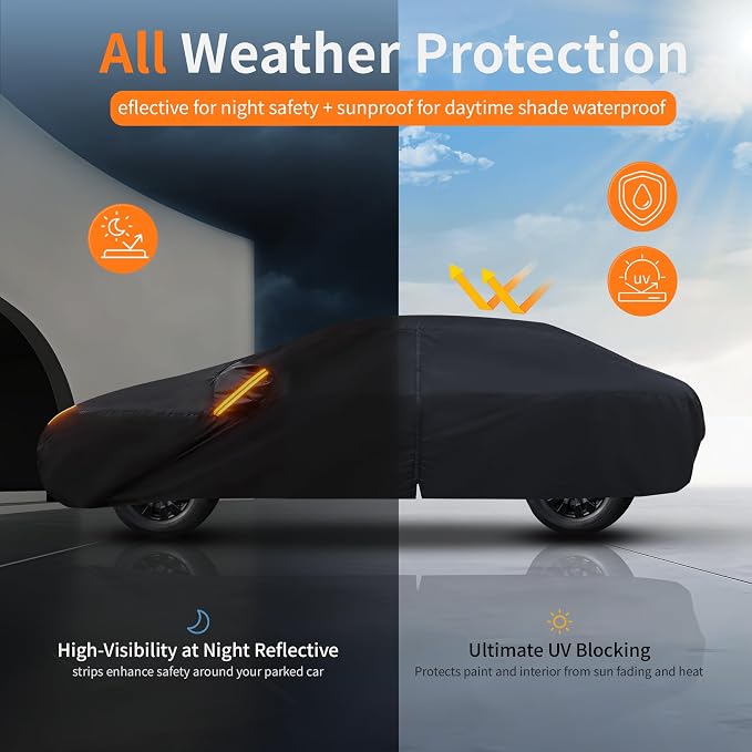 Car Cover Outdoor Coupe Covers(Length up to 208 inch) Universal Fit for Chevy Malibu,Nissan Altima,Hyundai Sonata,Kia K5,Ford Fusion,Nissan Maxima,Cadillac CT5,etc,Size A4(See Size Chart)