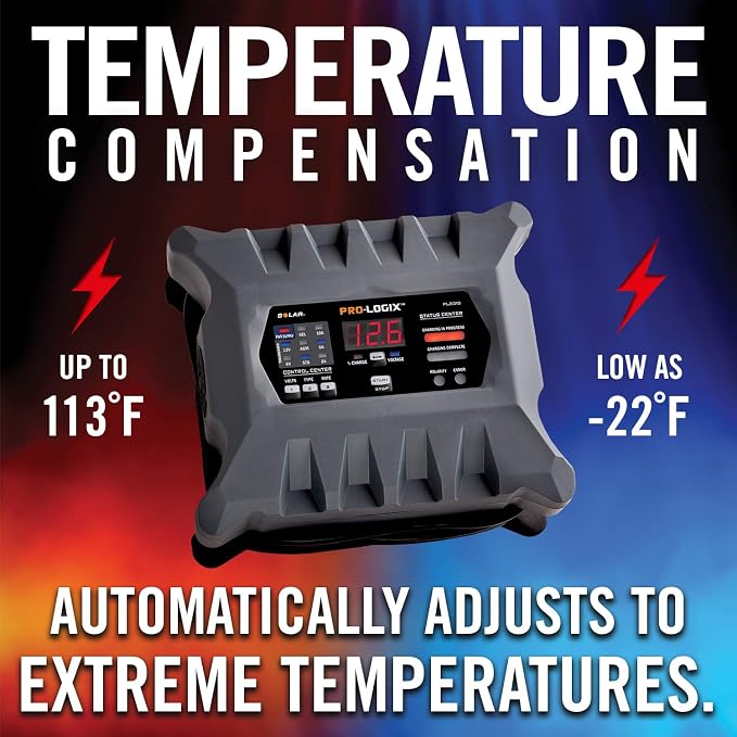 Clore Automotive PL2310 10-Amp Fully-Automatic Smart Charger, 6V and 12V Battery Charger, Battery Maintainer, and Stable Power Supply with Temperature Compensation