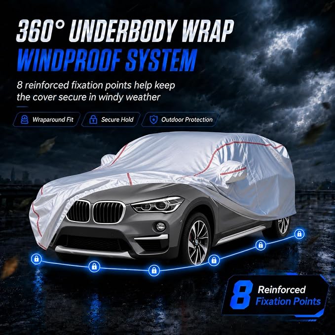 Car Cover Waterproof All Weather for BMW X1 2007-2025,All-Around Fastening and 4 Upgrades, 120s Quick-Install for Car Cover
