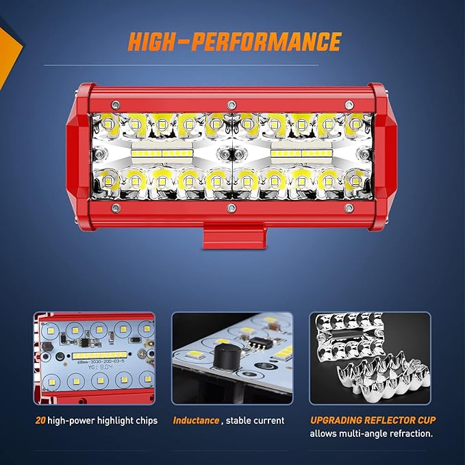 Nilight LED Light Bar 2PCS 6.5 Inch Triple Row Spot Flood Combo Lights w/Wiring Kit for Fog Driving Work Lighting on Off-Road Truck SUV ATV UTV