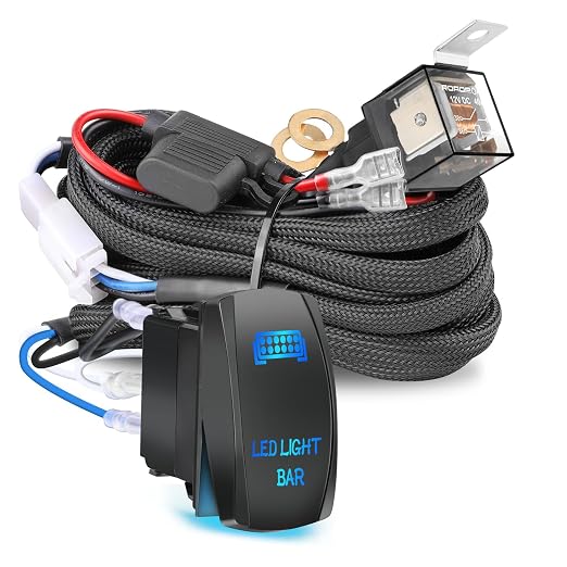 Nirider Wiring Harness 1 Lead, 12V 40A Rocker Switch Relay Fuse Nylon Wiring Harness Kit for LED Light Bars Fog Lights Work Lights Driving Lights Offroad LED Pods Wire Kit for Truck UTV ATV Boat
