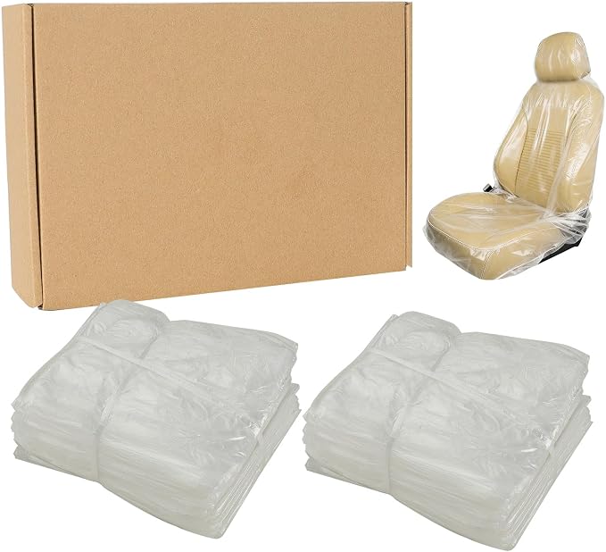 ROCCS 50PCS Disposable Car Seat Covers, Transparent Waterproof Plastic Seat Protector Universal for Airplane Seat, Salon Chairs, Restaurant Seats, Bus Seats & Most Vehicles