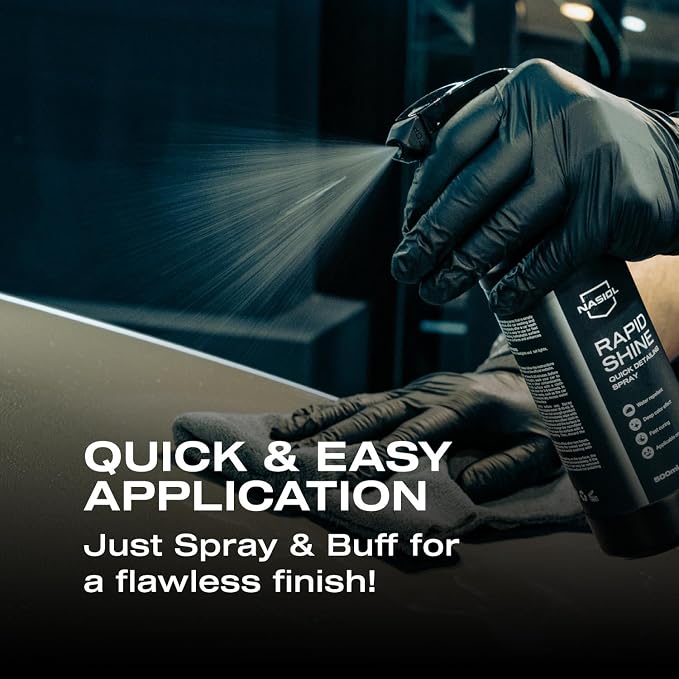 Nasiol RapidShine Quick Detailer Spray, Hybrid Water Based Formula, High Gloss, Super Slickness, Hydrophobic, Enhanced Color, WetCoat Easy to Use Car Nano Coating Spray,17fl oz