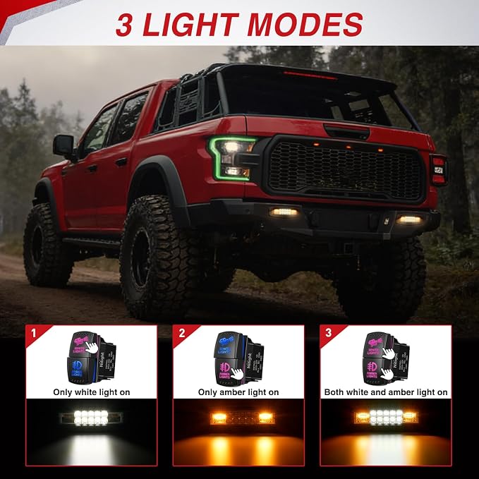Nilight Flush Mount LED Light Pods 2PCS 6 Inch 60W Amber White 3 Lighting Modes Fog Lights Spot Flood Beam with Dual Control 18AWG Wiring Harness for Truck Pickup Golf Cart UTV ATV SUV Boat 4x4 Car