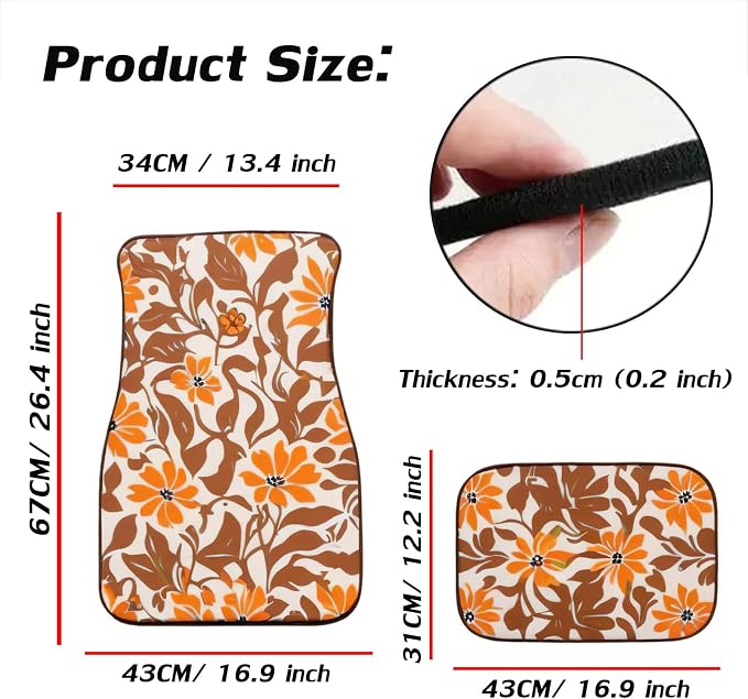 Car Floor Mats Non-Slip Automotive Floor Mats All-Weather Front Rear Car Floor Foot Mat Sets of 4 Pieces Foot Mats Rugs Carpet for Car Trucks SUV Sedans (Fall-02)