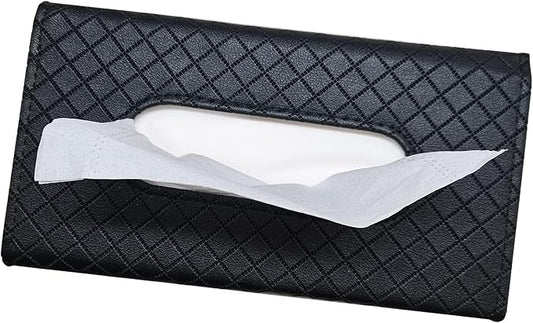 Car Sun Visor Tissue Holder, Car Napkin Holder, Premium PU Leather, Mask Holder for Sun Visor Vehicle, with Tissue Refill, Black