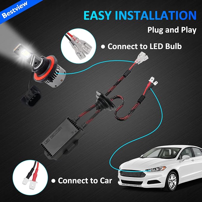 2PCS H1 H3 LED Light Canbus Decoder: Anti Flicker Harness, Resistor Decoders Error Free, LED Warning Canceller Resistor Adapter, H1 H3 Canbus Decoder Kit Upgrade with Waterproof Rubber Ring