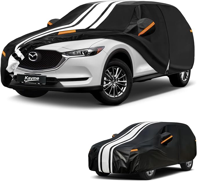 Kayme Heavy Duty Car Cover Custom Fit for Mazda CX5 CX-5 (2012-2025) Waterproof All Weather for Automobiles, Gift with Tape/Towel, Outdoor Full Exterior Cover Rain Snow Sun UV Protection.