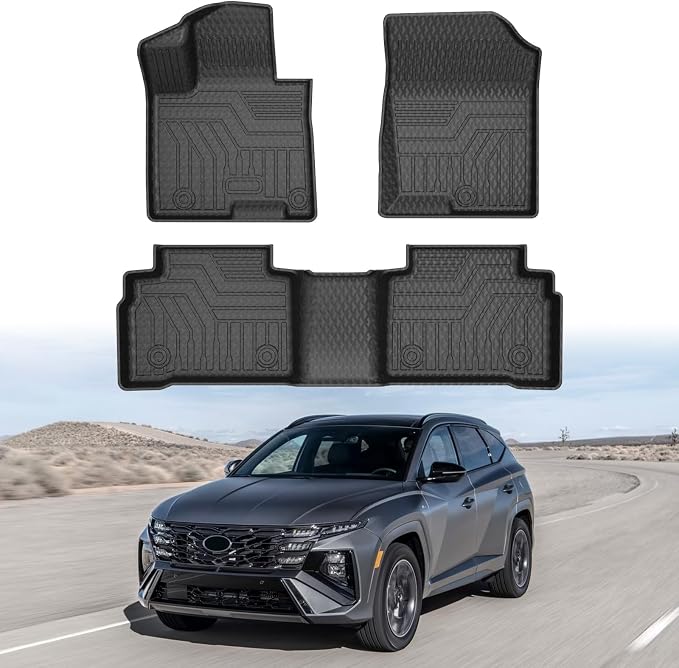 Mixsuper Tucson Floor mats-Floor mat for Hyundai Tucson 2022-2026 (Not for Hybrid Models & PHEV),All Weather TPE Rubber Floor Liners Protection for Tucson Accessories,2 Row Anti-Slip Car Mats, Black