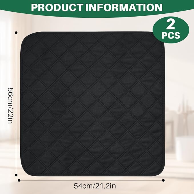 2 Pack Waterproof Chair Pads for Incontinence - Waterproof Seat Protector Pads 22" X 21", Resuable Washable Non-Slip Absorbent Chair Seat - Absorbent for Bed, Seat, Car, Wheelchair & Recliner