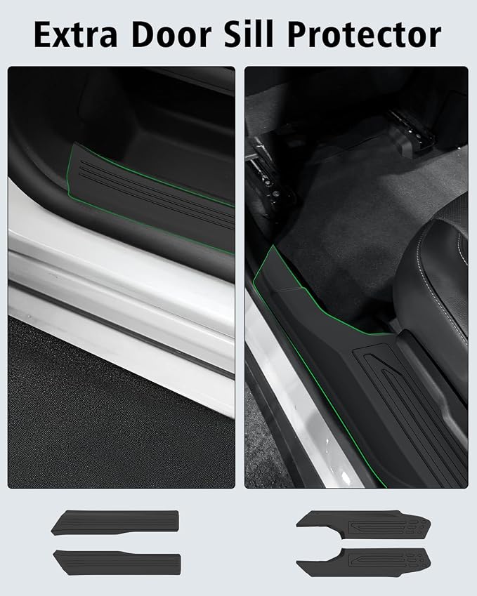 Floor Mats Custom for GMC Acadia 6 Seats 2017-2023 | All Weather TPE Floor & Cargo Liners, Backrest Mat, 2nd Row Seat Back Protector & Door Sill Protectors Full Set for Acadia