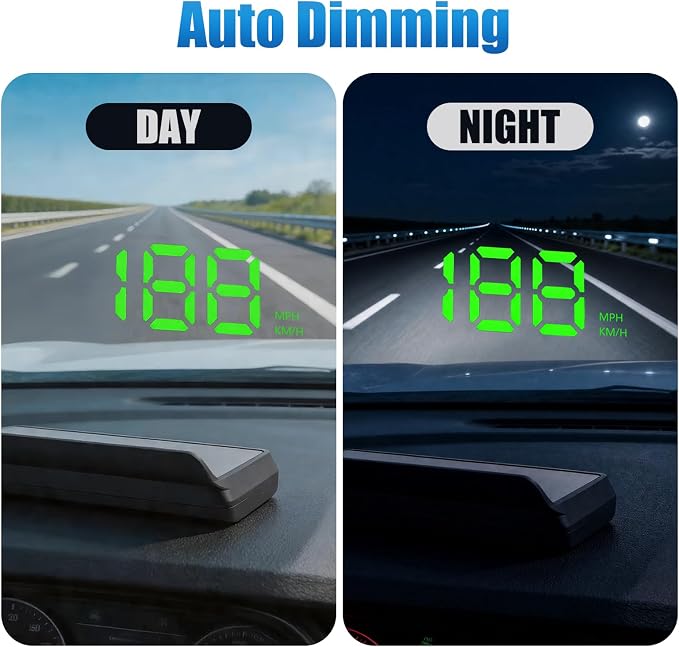 MPH/KMH Heads Up Display for Cars,Smart High Accuracy GPS Digital Speedometer for Car with HUD Display & Auto Light Sensor,Overspeed Warning Speedometer for Cars/SUVs/Trucks