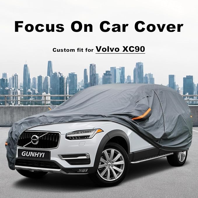 GUNHYI Premium Car Cover Custom Fit Volvo XC90, 16 Layers Heavy Duty Car Cover Waterproof All Weather with Zipper Door for Sun Rain Snow Dust Uv Protection