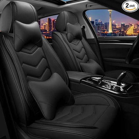 CTDS Car Seat Covers for Honda Civic 2000-2026, Stylish Sport Seat Cover, Premium Nappa Leather Car Seat Cover. Automobile Seat Covers Sets.(Luxury 2 Seats/Pure Black)